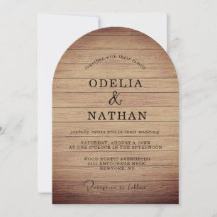 Invitación Boda Minimalista Moderna con Textura de Madera