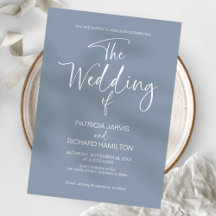 Boda minimalista moderna de azul polvoriento