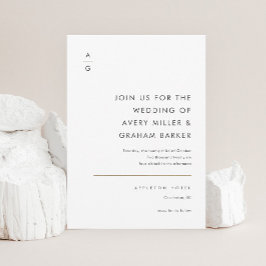 Invitación Boda Minimalista moderna de color negro y blanco e