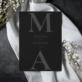 Invitación Boda Minimalista Moderna de Negro Mate