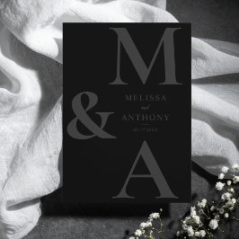 Invitación Boda Minimalista Moderna de Negro Mate