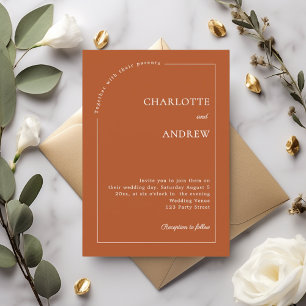 Invitación Boda minimalista moderna de terracota marfil