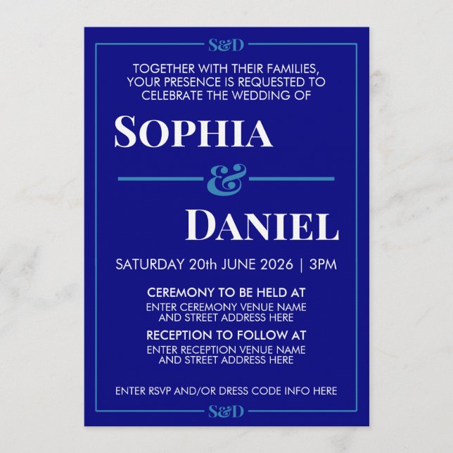 Invitación Boda Minimalista Moderna Editable (Anverso)