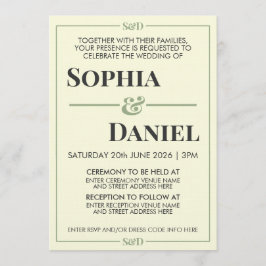 Invitación Boda minimalista moderna editable