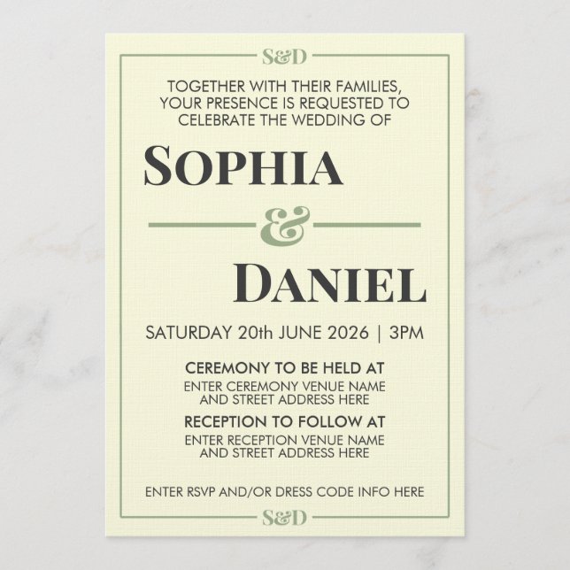 Invitación Boda minimalista moderna editable (Anverso)