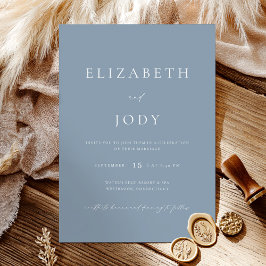 Invitación Boda minimalista moderna elegante azul polvoriento