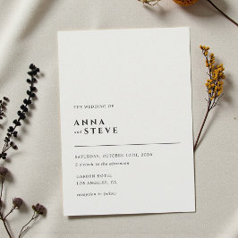 Invitación Boda Minimalista Moderna Elegante Blanco Negro