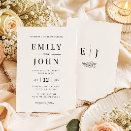 Invitación Boda Minimalista Moderna Elegante en Negro y Beige