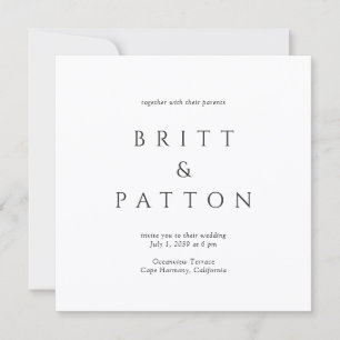 Invitación Boda minimalista moderna en blanco y negro