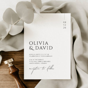 Invitación Boda Minimalista Moderna en Blanco y Negro