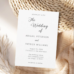 Invitación Boda Minimalista Moderna en Blanco y Negro