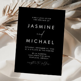 Invitación Boda Minimalista Moderna en Blanco y Negro