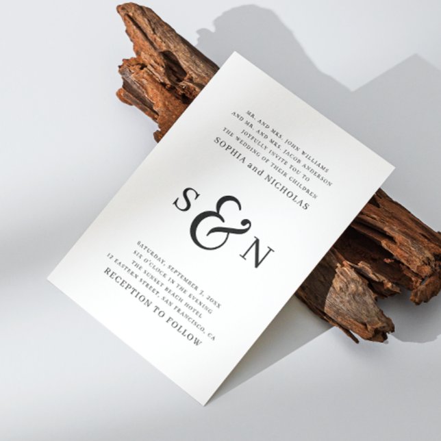 Invitación Boda minimalista moderna en blanco y negro (Subido por el creador)