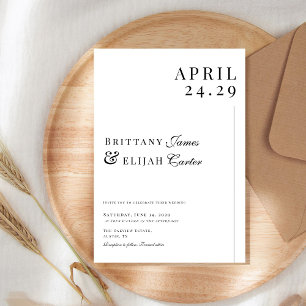 Invitación Boda Minimalista Moderna en Blanco y Negro