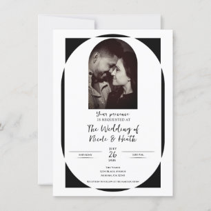 Invitación Boda Minimalista Moderna Foto en Blanco y Negro