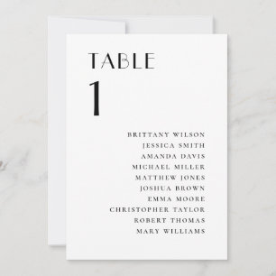 Invitación Boda Minimalista Moderna   Gráfico de Asientos Ele