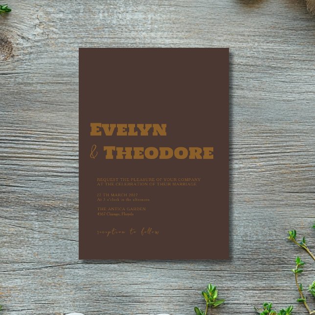 Invitación Boda Minimalista Moderna Marrón Espresso (Subido por el creador)
