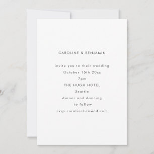 Invitación Boda Minimalista Moderna Otoño Blanco Negro