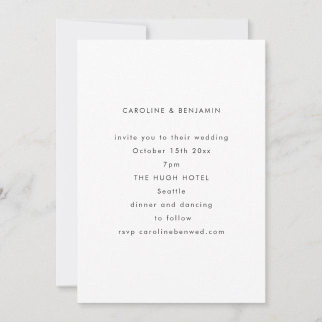 Invitación Boda Minimalista Moderna Otoño Blanco Negro (Anverso)