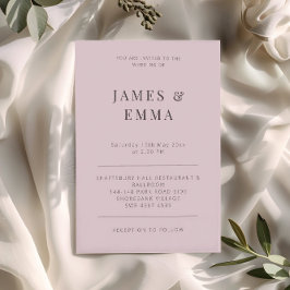 Invitación Boda Minimalista Moderna Rosa Oscuro