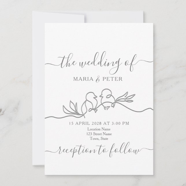 Invitación Boda minimalista moderna simple (Anverso)
