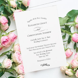 Invitación Boda Minimalista Moderna Simple Blanco y Negro