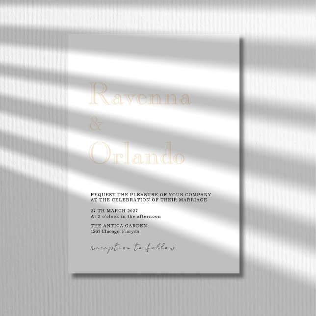 Invitación Boda Minimalista Moderna Simple Champán (Subido por el creador)
