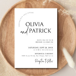 Invitación Boda Minimalista Moderna Simple en Blanco y Negro
