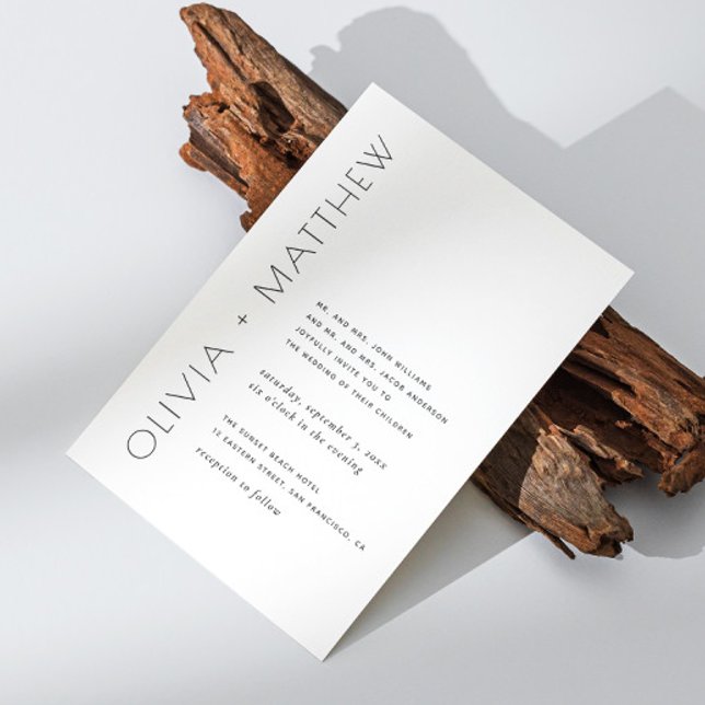 Invitación Boda minimalista moderna simple en blanco y negro (Subido por el creador)