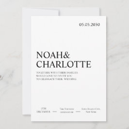 Invitación Boda minimalista moderna simple en blanco y negro