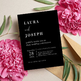 Invitación Boda Minimalista Moderna Simple Negra