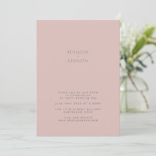 Invitación Boda Minimalista Moderna Simple Rosa Polvoriento