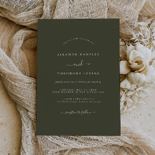 Invitación Boda minimalista moderna verde oliva