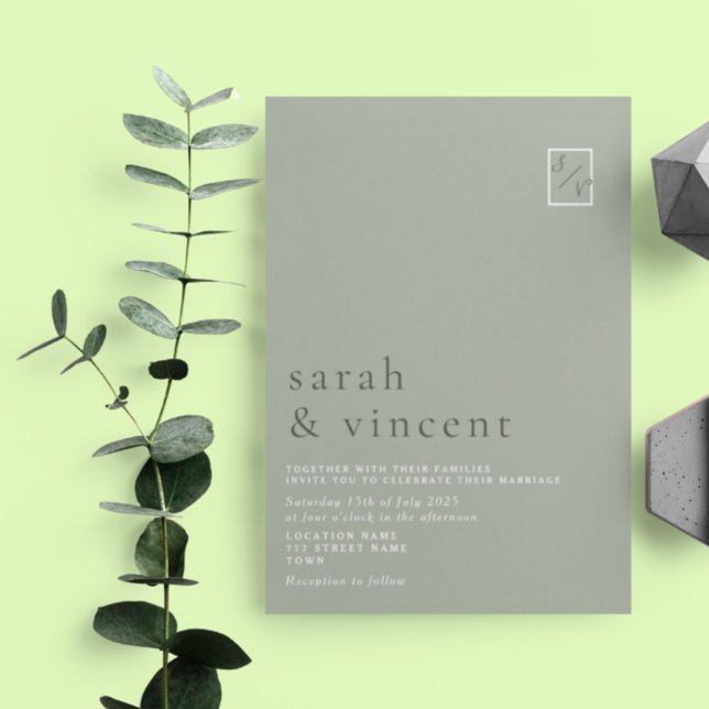 Invitación Boda Minimalista Moderna Verde Salvia (Subido por el creador)
