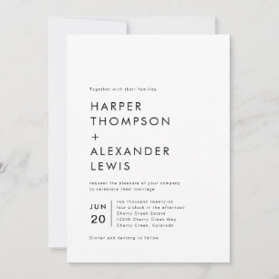 Invitación Boda Minimalista Moderna y Audaz