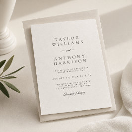 Invitación Boda Minimalista Moderna y Elegante en Marfil
