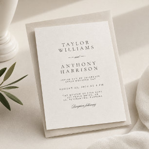 Invitación Boda Minimalista Moderna y Elegante en Marfil