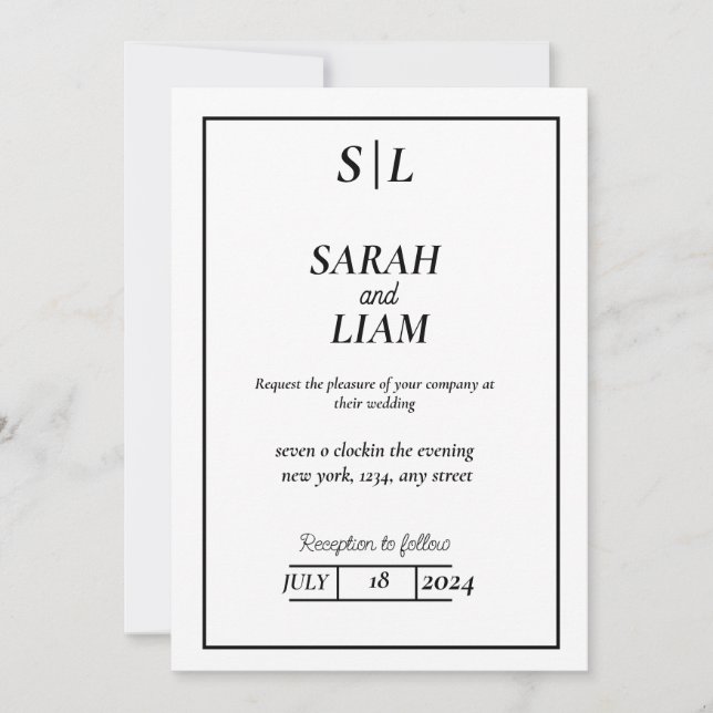 Invitación Boda Minimalista moderno (Anverso)