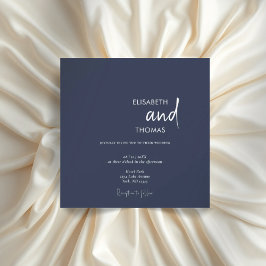 Invitación Boda minimalista moderno azul marino simple