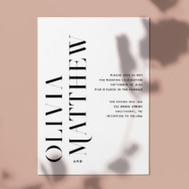 Invitación Boda minimalista moderno blanco negro + detalles Q