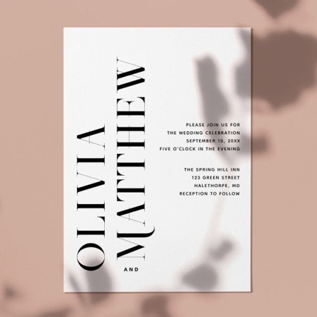 Invitación Boda minimalista moderno blanco negro + detalles Q (Subido por el creador)