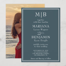 Invitación Boda Minimalista moderno Boho Blue