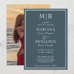 Invitación Boda Minimalista moderno Boho Blue