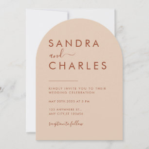 Invitación Boda Minimalista moderno Boho Terracotta