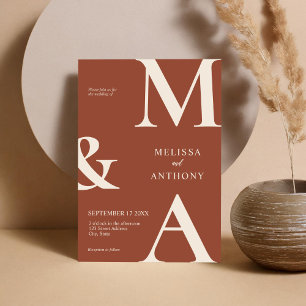 Invitación Boda Minimalista moderno Boho Terracotta