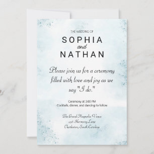 Invitación Boda Minimalista moderno color de agua azul claro