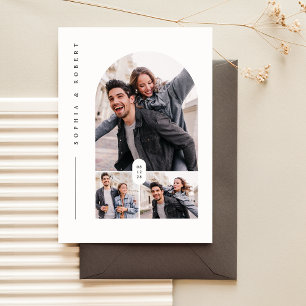 Invitación Boda Minimalista moderno de 3 Collages de fotos