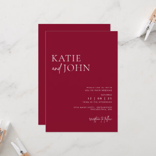 Invitación Boda Minimalista moderno de Borgoña