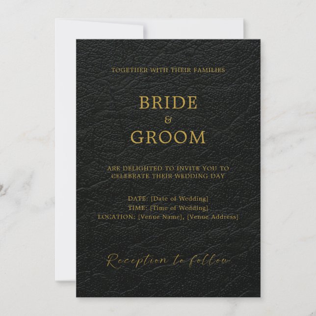 Invitación Boda Minimalista moderno de cuero falso (Anverso)