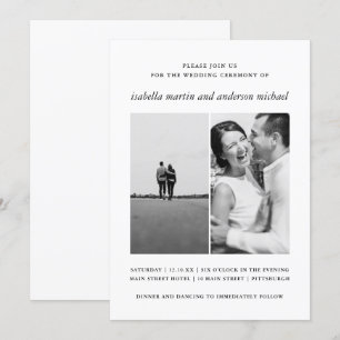 Invitación Boda Minimalista moderno de dos fotografías